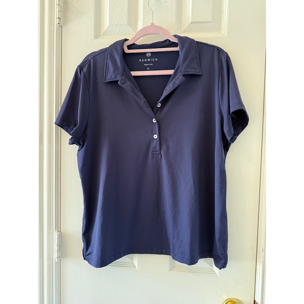 Renwick Women's Performance Polo Shirt XL Navy Blue Golf Top Made in Peru